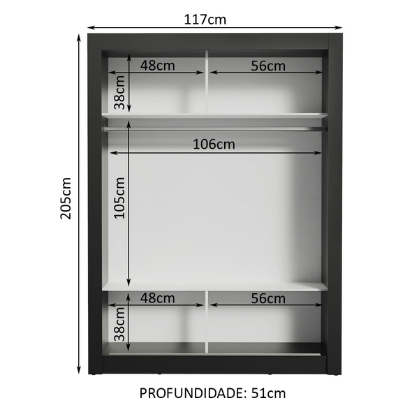 Guarda-roupa Solteiro Madesa Denver 2 Portas De Correr - Imagem 8