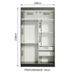 Guarda-roupa Solteiro Madesa Tokio 2 Portas De Correr 2 Gavetas - Imagem 5