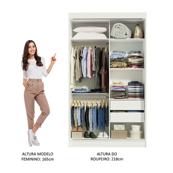 Guarda-roupa Solteiro Madesa Tokio 2 Portas De Correr 2 Gavetas - Imagem 9