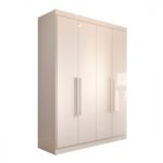 Guarda-roupa Solteiro Mykonos 4 Portas 2 Gavetas Branco - Panorama Móveis - Imagem 3