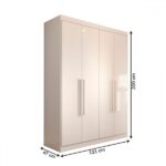 Guarda-roupa Solteiro Mykonos 4 Portas 2 Gavetas Branco - Panorama Móveis - Imagem 7