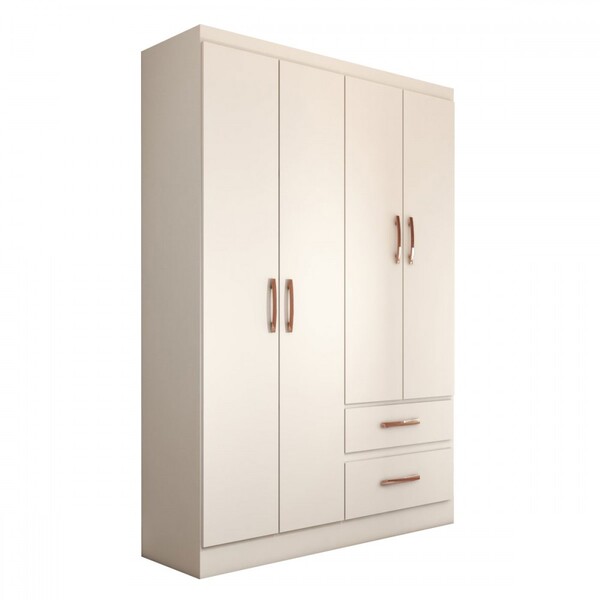 Guarda-roupa Solteiro São Francisco 4 Portas 2 Gavetas Branco Flex - Panorama Móveis - Imagem 3