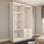 Guarda-roupa Solteiro São Francisco 4 Portas 2 Gavetas Branco Flex - Panorama Móveis - Imagem 5