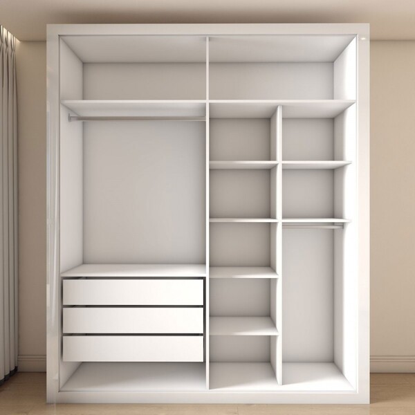 Guarda-roupa Solteiro Severo 4 Portas 3 Gavetas Branco - Panorama Móveis - Imagem 3