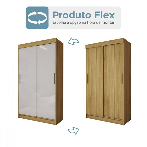 Guarda-roupa Solteiro Sirius 2 Portas 2 Gavetas Flex Marrocos/off White - Panorama Móveis - Imagem 4