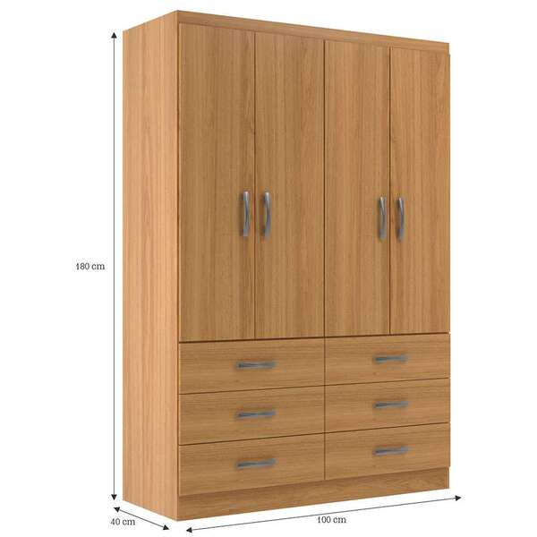 Guarda-roupa Solteiro Treviso 4 Pt 6 Gv Cinamomo - Imagem 4