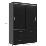 Guarda-roupa Solteiro Veneza 2 Pt 6 Gv Preto - Imagem 2