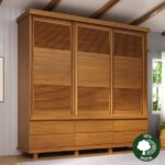 Guarda-roupa Veneziana 3 Portas De Correr - 100% Madeira Mogno/mel