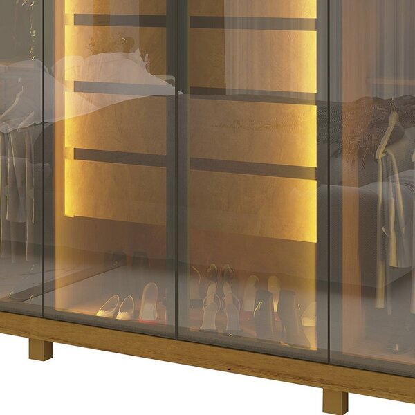 Guarda-roupas Casal 6 Portas Com 6 Portas Reflecta Com Pés E Led Absolut New Reflecta 100% Mdf Naturale - Imagem 3