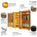Guarda-roupas Casal 6 Portas Com 6 Portas Reflecta Com Pés E Led Absolut New Reflecta 100% Mdf Naturale - Imagem 8
