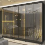 Guarda-roupas Casal 6 Portas Com 6 Portas Reflecta Com Pés E Led Absolut New Reflecta 100% Mdf Grafite