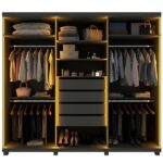 Guarda-roupas Casal 6 Portas Com 6 Portas Reflecta Com Pés E Led Absolut New Reflecta 100% Mdf Grafite - Imagem 2