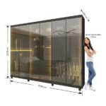 Guarda-roupas Casal 6 Portas Com 6 Portas Reflecta Com Pés E Led Absolut New Reflecta 100% Mdf Grafite - Imagem 5