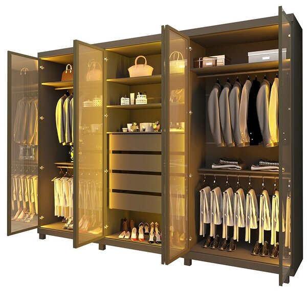 Guarda-roupas Casal 6 Portas Com 6 Portas Reflecta Com Pés E Led Absolut New Reflecta 100% Mdf Grafite - Imagem 6