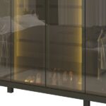 Guarda-roupas Casal 6 Portas Com 6 Portas Reflecta Com Pés E Led Absolut New Reflecta 100% Mdf Grafite - Imagem 7