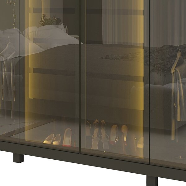 Guarda-roupas Casal 6 Portas Com 6 Portas Reflecta Com Pés E Led Absolut New Reflecta 100% Mdf Grafite - Imagem 7