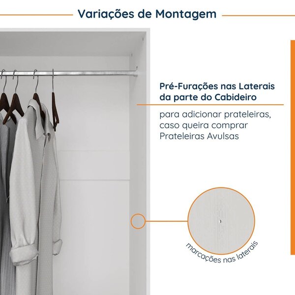 Guarda Roupas Modulado Com Espelho 3 Portas Com Cabideiro Hera Cabecasa Madeiraoriginals Algodão/preto - Imagem 9