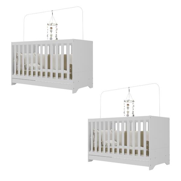 Kit Berço Para Gêmeos 3 Em 1 Para Colchão 60x130cm Multimóveis Mp4392 - Imagem 9