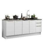 Kit Com 2 Balcões De Cozinha Madesa Lux 4 Portas 3 Gavetas (sem Tampo E Pia) - Branco/branco Veludo - Imagem 10