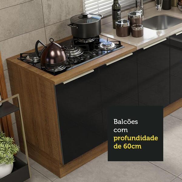 Kit Com 2 Balcões De Cozinha Madesa Lux 4 Portas 3 Gavetas (sem Tampo E Pia) - Rustic/preto - Imagem 5