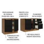 Kit Com 2 Balcões De Cozinha Madesa Lux 4 Portas 3 Gavetas (sem Tampo E Pia) - Rustic/preto - Imagem 8