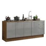 Kit Com 2 Balcões De Cozinha Madesa Lux 4 Portas 3 Gavetas (sem Tampo E Pia) - Rustic/cinza - Imagem 10