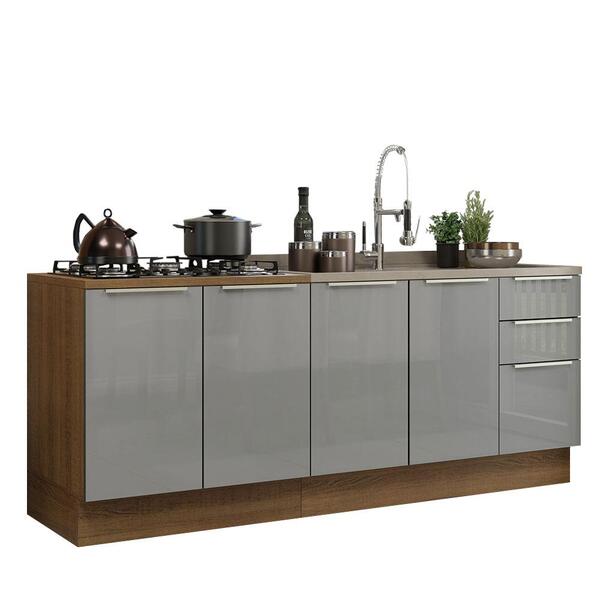 Kit Com 2 Balcões De Cozinha Madesa Lux 4 Portas 3 Gavetas (sem Tampo E Pia) - Rustic/cinza - Imagem 10