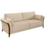 Kit Sofá 03 Lugares Sala Estar 222cm Com 02 Poltronas Stefan Pés Madeira M03 Linho Bege - Lyam Decor - Imagem 3