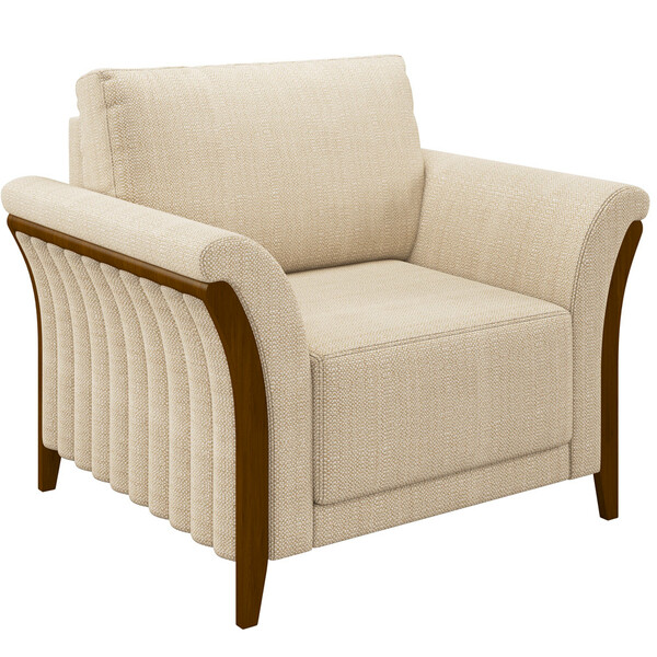 Kit Sofá 03 Lugares Sala Estar 222cm Com 02 Poltronas Stefan Pés Madeira M03 Linho Bege - Lyam Decor - Imagem 8