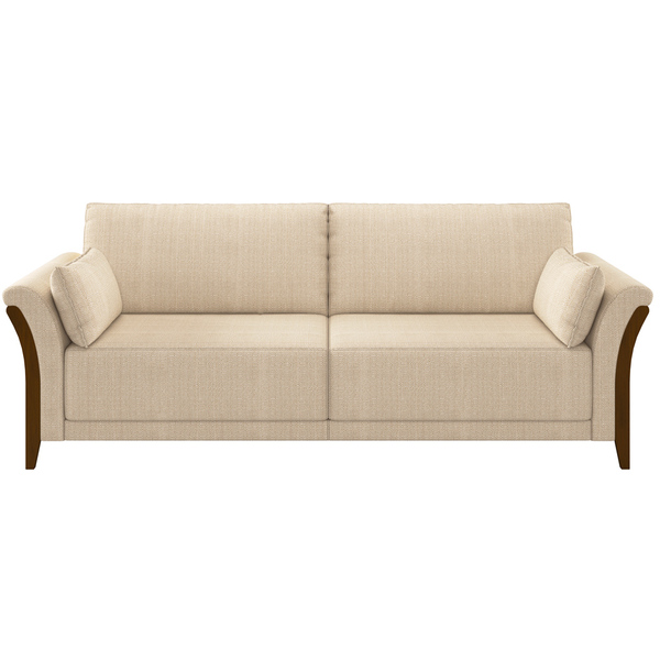 Kit Sofá 03 Lugares Sala Estar 222cm Com 02 Poltronas Stefan Pés Madeira M03 Linho Bege - Lyam Decor - Imagem 9