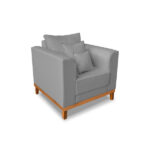 Kit Sofá 3 Lugares E 2 Poltronas Beny Viena Com Almofadas Decorativa Linho Cinza - Madeira Prima Deccor - Imagem 4