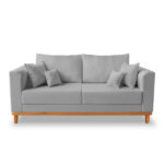 Kit Sofá 3 Lugares E 2 Poltronas Beny Viena Com Almofadas Decorativa Linho Cinza - Madeira Prima Deccor - Imagem 5