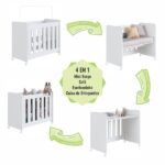 Mini Berço Para Quarto De Bebê 4 Em 1 Evolutivo Branco - Imagem 5