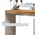 Penteadeira 1 Porta 1 Gaveta 100% Mdf Sem Espelho Charlotte Off White/naturalle - Imagem 6