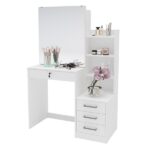 Penteadeira 4 Gavetas Com Espelho Deslizante E Nichos Helena Yescasa Branco - Imagem 2