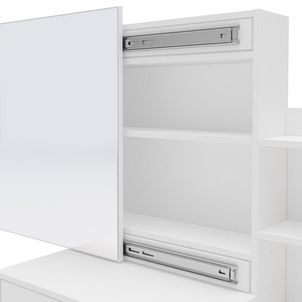 Penteadeira 4 Gavetas Com Espelho Deslizante E Nichos Helena Yescasa Branco - Imagem 4