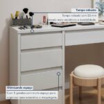 Penteadeira 5 Gavetas 100% Mdf Sem Espelho Giulia Yescasa Off White - Imagem 5