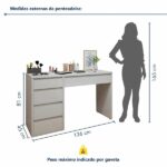 Penteadeira 5 Gavetas 100% Mdf Sem Espelho Giulia Yescasa Off White - Imagem 7