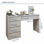 Penteadeira 5 Gavetas 100% Mdf Sem Espelho Giulia Yescasa Off White - Imagem 10