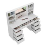 Penteadeira 9 Gavetas Com Espelho E Led 8402 Branco - Imagem 3