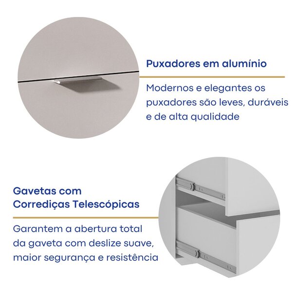 Penteadeira 9 Gavetas Com Espelho E Led 8402 Branco - Imagem 5