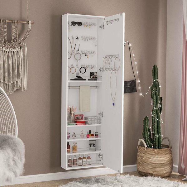 Penteadeira Armário Porta-joias Com Espelho Suspenso Dubai Branco - Imagem 3