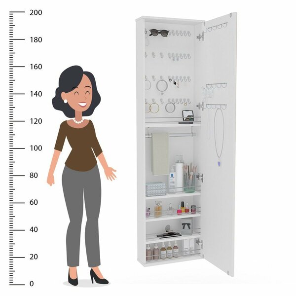 Penteadeira Armário Porta-joias Com Espelho Suspenso Dubai Branco - Imagem 5