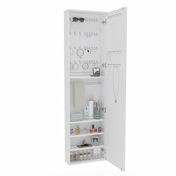 Penteadeira Armário Porta-joias Com Espelho Suspenso Dubai Branco - Imagem 6