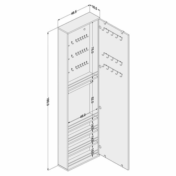 Penteadeira Armário Porta-joias Com Espelho Suspenso Dubai Branco - Imagem 9
