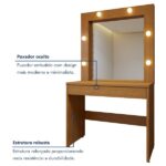 Penteadeira Camarim 100% Mdf 180 X 110,3cm Requinte Naturalle - Imagem 7