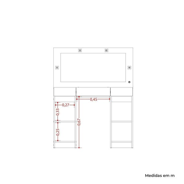 Penteadeira Camarim 2 Portas 3 Gavetas Studio Cinamomo/off White - Imagem 7