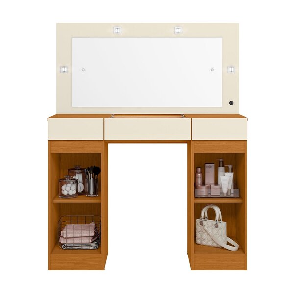 Penteadeira Camarim 2 Portas 3 Gavetas Studio Cinamomo/off White - Imagem 5