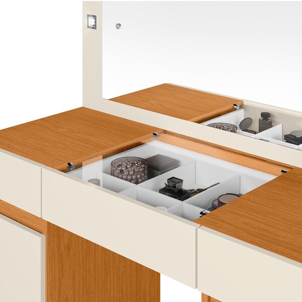 Penteadeira Camarim 2 Portas 3 Gavetas Studio Cinamomo/off White - Imagem 6