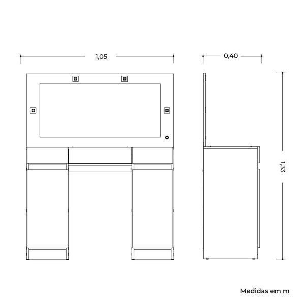 Penteadeira Camarim 2 Portas 3 Gavetas Studio Cinamomo/off White - Imagem 8